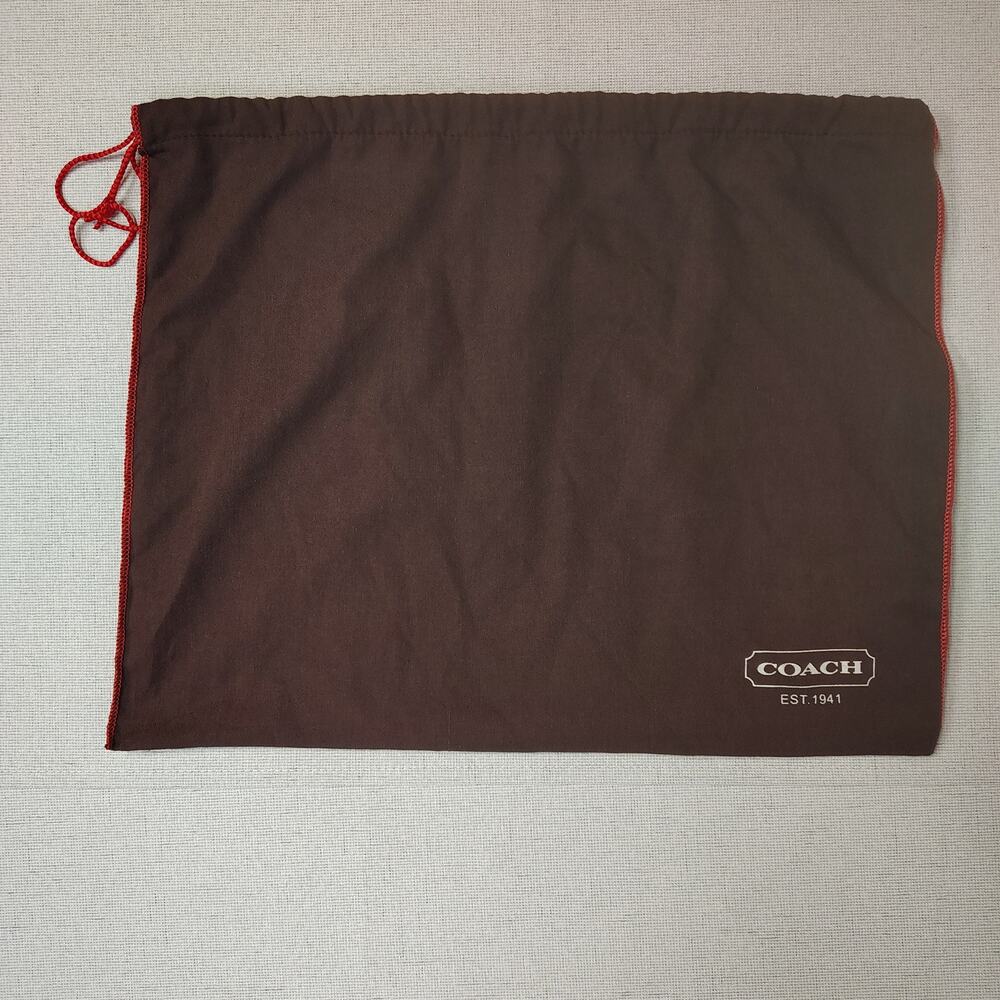 Coach Dust Bag Brown Red Drawstring 15 x 18.5 Handbag Storage Bag